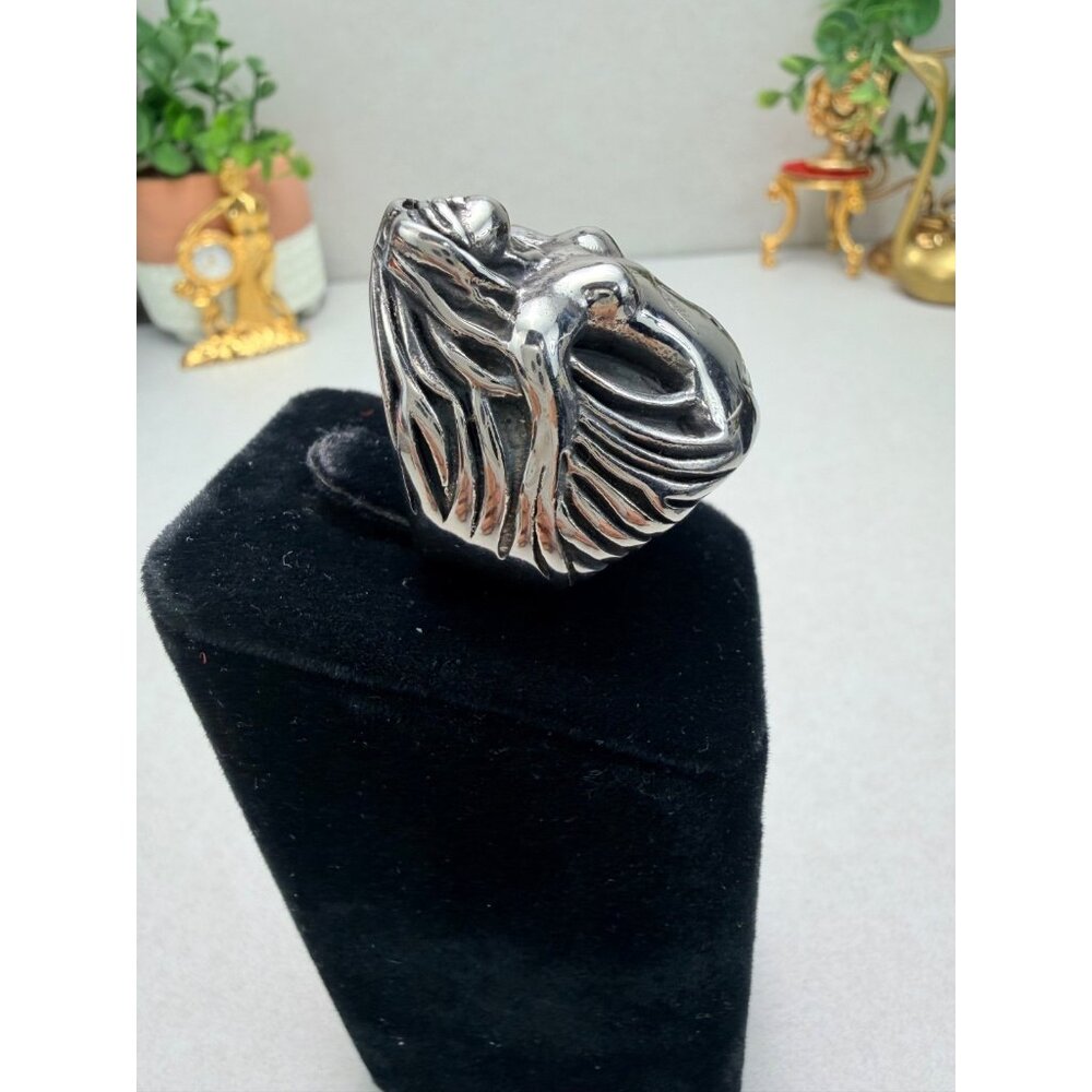 Stainless Steel Sculptural Nude Woman Art Ring Statement Biker Ring Unisex - Picture 5 of 11